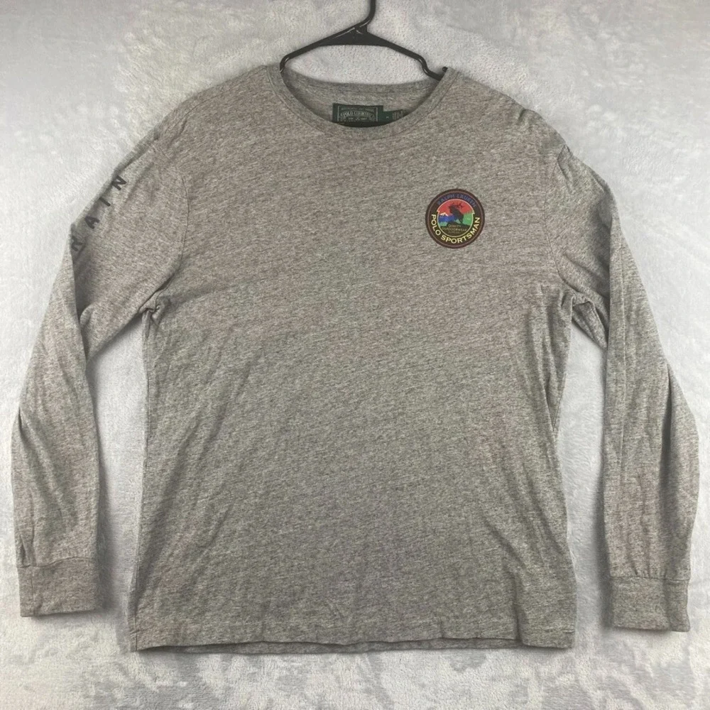 Polo Country Ralph Lauren Shirt Mens Medium Gray Polo Sportsman Logo Long Sleeve